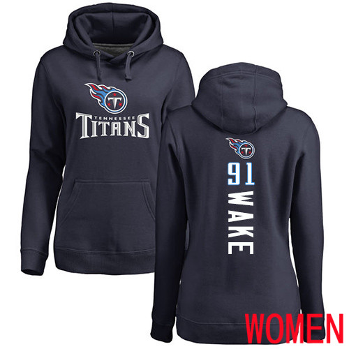 Tennessee Titans Navy Blue Women Cameron Wake Backer NFL Football 91 Pullover Hoodie Sweatshirts